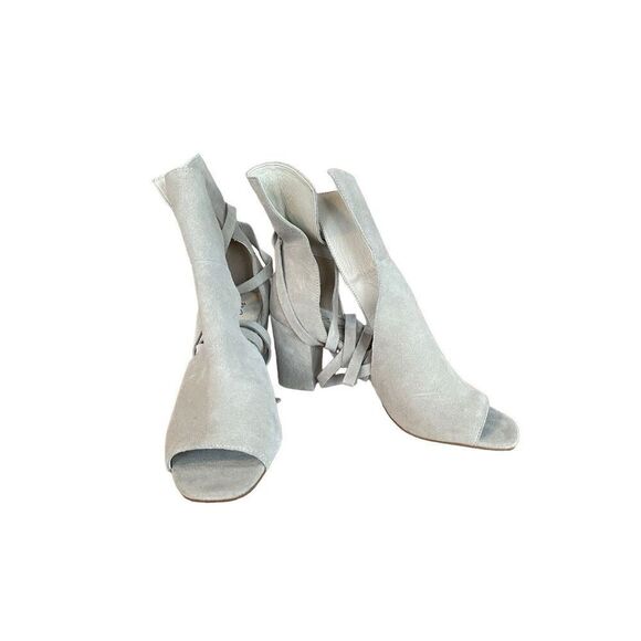 Matisse Womens Gray Suede Ankle Ties Peep Toe Block Heel Sandal Size 9M - Picture 3 of 9